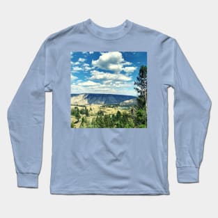 Blue Cloudy Sky with Mountains Long Sleeve T-Shirt